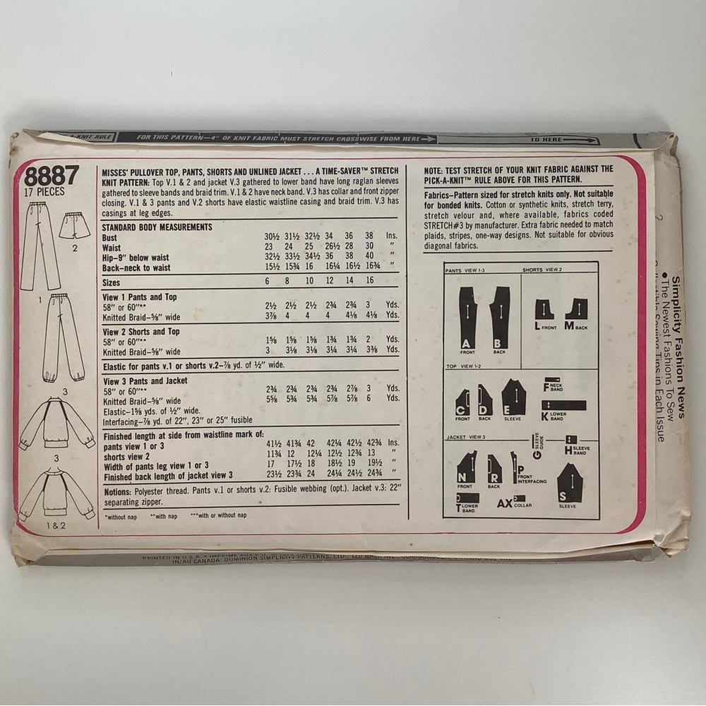 Simplicity 8887 Sewing Pattern - Picture 3 of 3